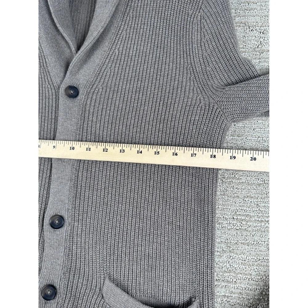Banana Republic Mens Shawl Collar Cardigan Sweater Taupe Gray Ribbed Knit Small